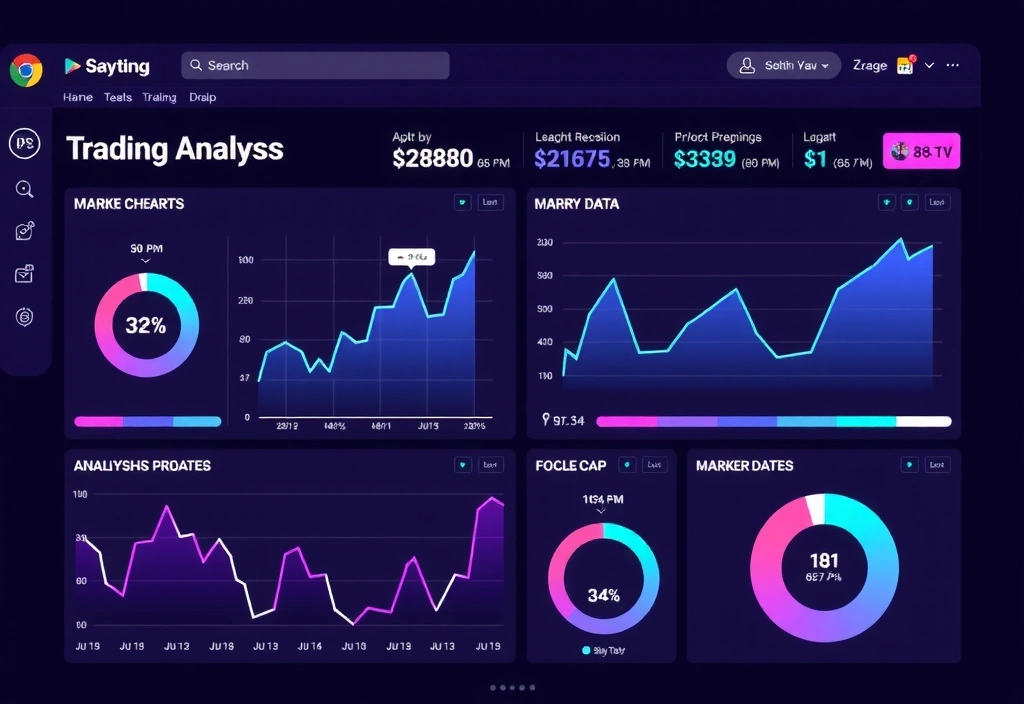 Panel de análisis de trading con gráficos y datos de mercado